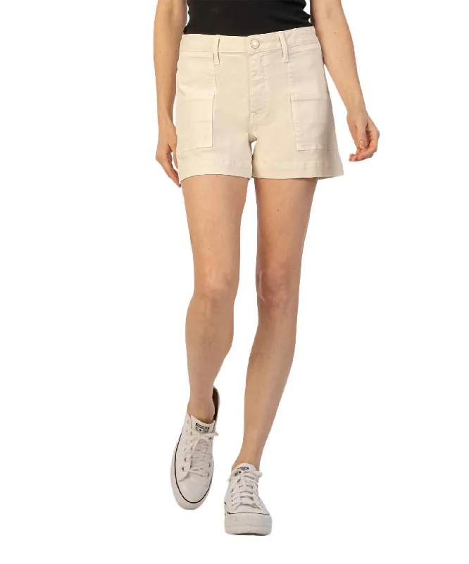 Women's Slit Hem Pants-Jane High Rise Shorts In Ecru