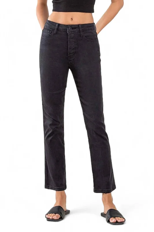 Women's Elegant Pants-Jeanne High Rise Ankle Straight Jean In Black