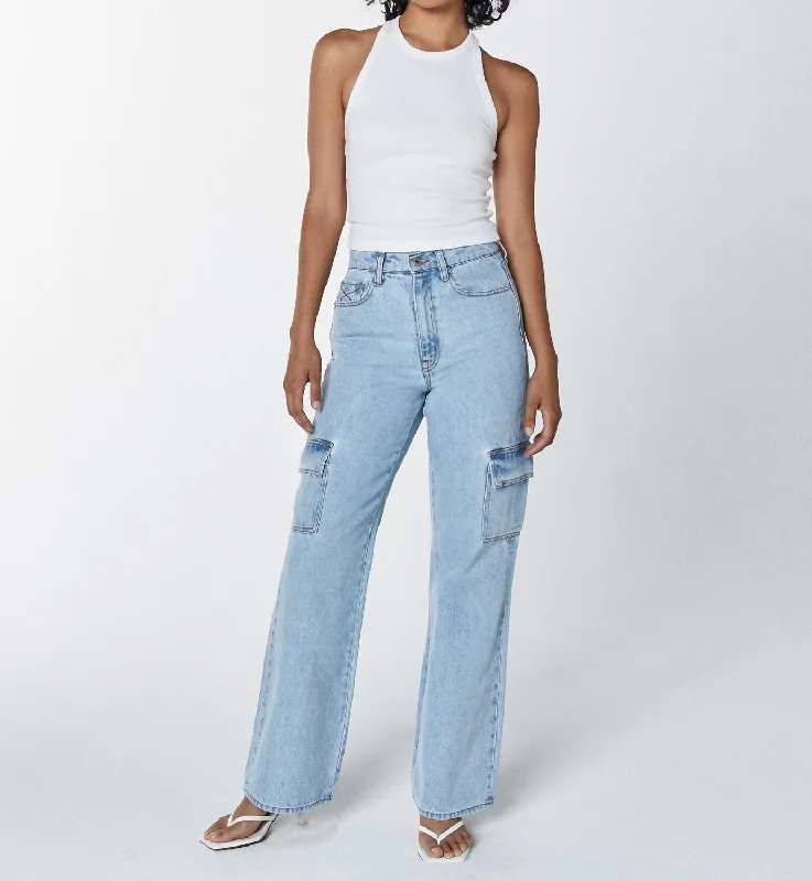 Women's Dark Wash Pants-Joelene Cargo Jean In Echo Park