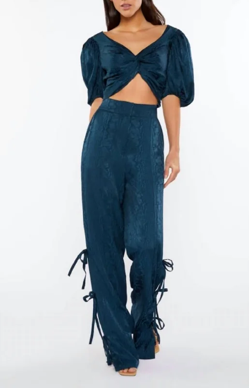 Women's Tie-Waist Pants-Keaton Pant In Peacock Blue