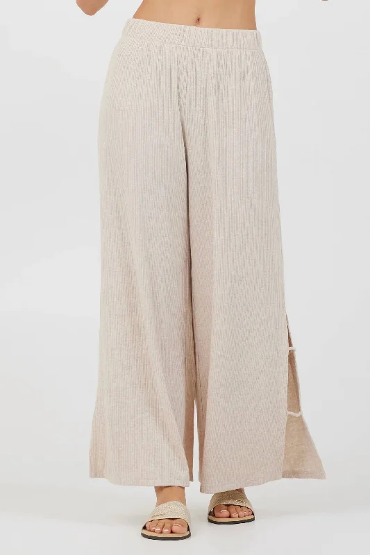 Women's Cigarette Pants-Knit Cut Out Pant In Beige