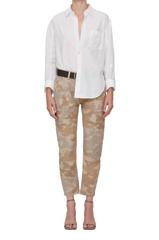 Women's Printed Pants-Leah Cargo Pants In Taupe Camo