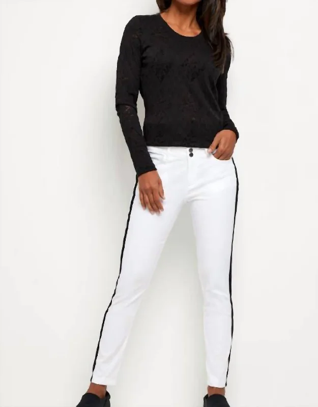 Women's Insulated Pants-Luisa Stripe Skinny Pant In White/black