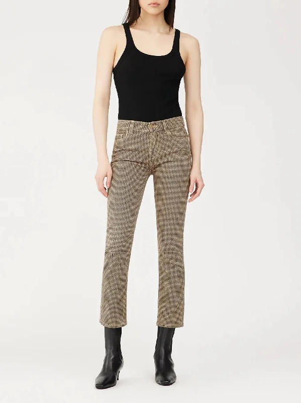 Women's Mid Rise Pants-Mara Mid-Rise Straight Ankle Pant In Houndstooth