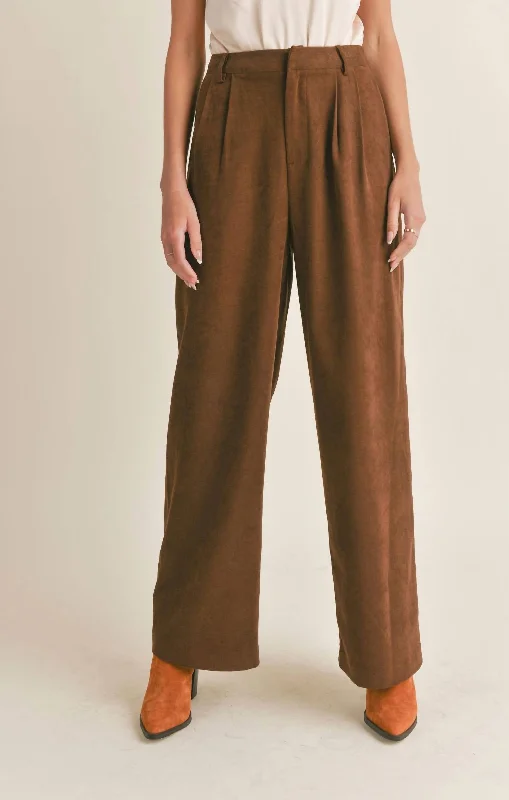 Women's Convertible Pants-Meet Me Pleated Pants In Brown