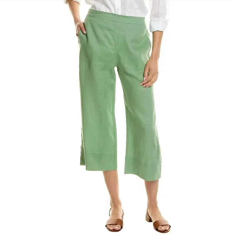 Women's Hem Detail Pants-Mellow Capri Pants In Summer Green