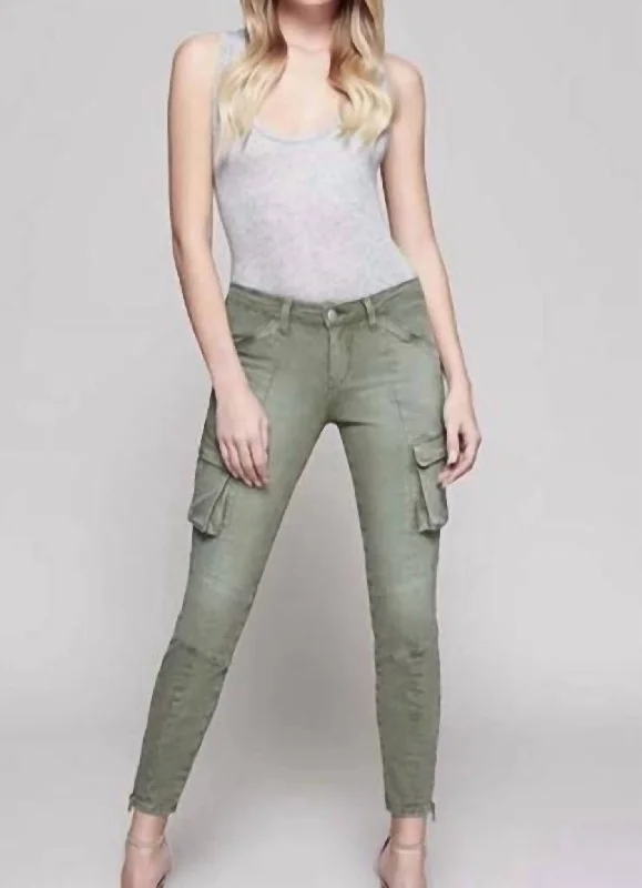 Women's Abstract Print Pants-Montgomery Skinny Cargo Pants In Green