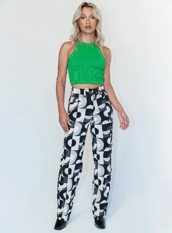 Women's Ripped Pants-Motel Parallel Jeans Retro Optic Spot