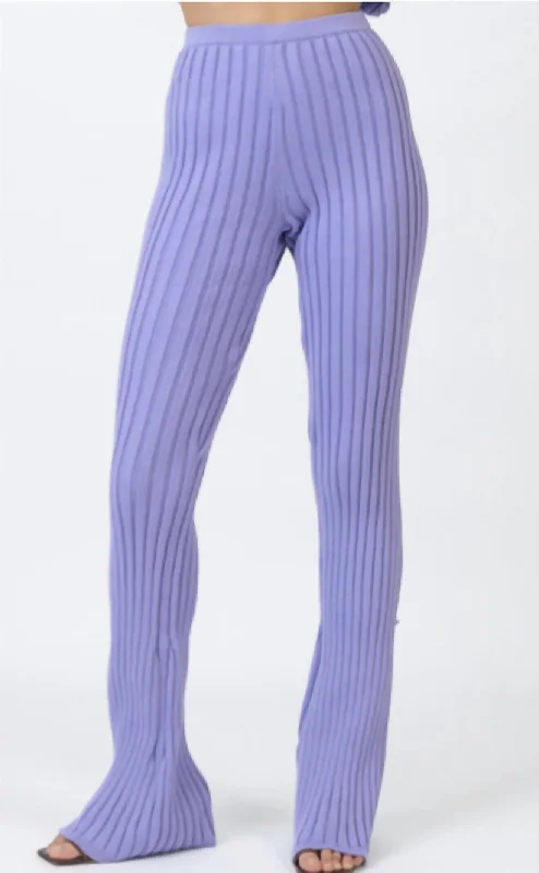 Women's Silk Pants-Obelia Knit Pant In Blue