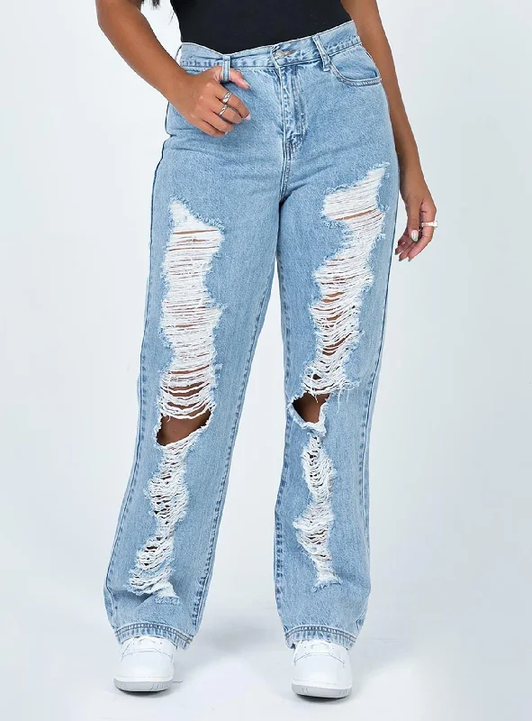 Women's Midi Pants-Nugal Ripped Denim Jeans