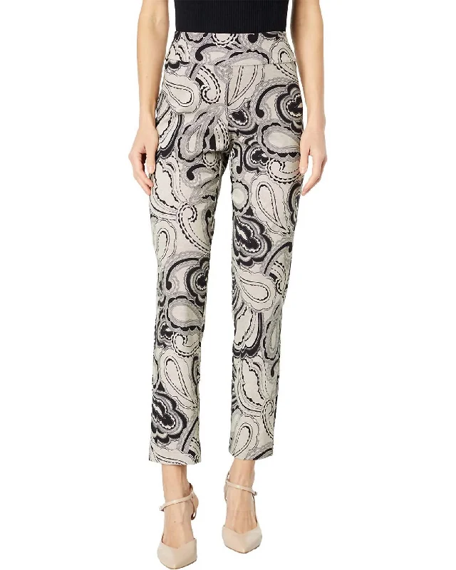 Women's Gaucho Pants-Paisley Pull On Pant In Black/tan