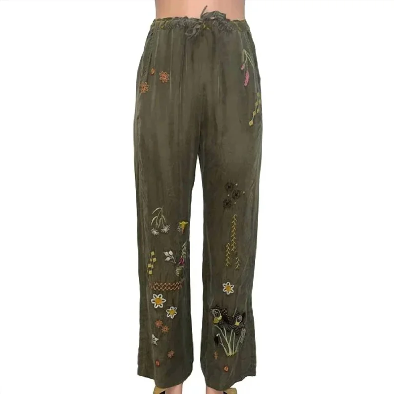 Women's Relaxed Fit Pants-Perla Pants In Vintage Green