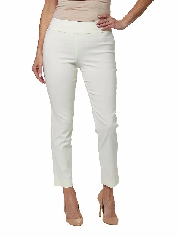 Women's Chalk Stripe Pants-Pull On Pant In Ivory