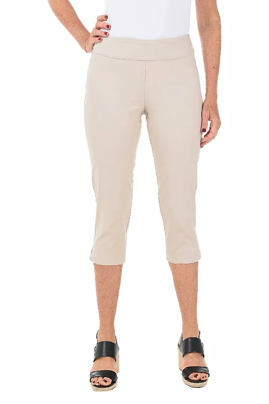 Women's Fold-Over Waist Pants-Pull On Pant In Stone