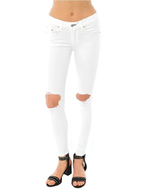 Women's Trendy Pants-rag & bone Bright White Capri Jeans With Holes