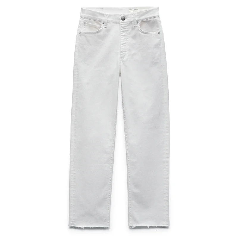 Women's Travel Pants-Rag & Bone Women's Harlow Cotton Raw Hem Ankle Straight Leg Jeans, White