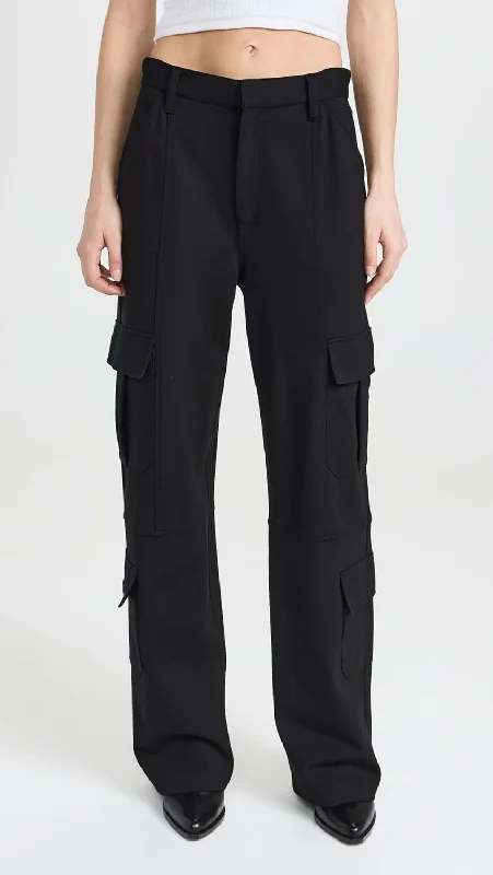 Women's Office Pants-rag & bone Womens Irina Full Length Jersey Cargo Pants Black