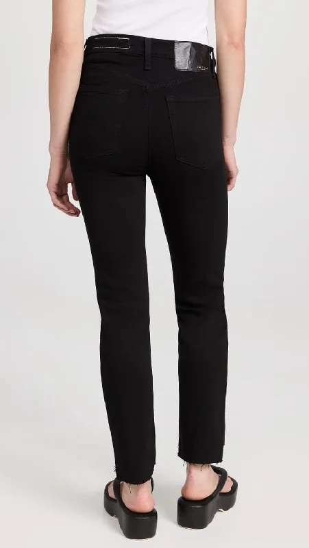 Women's Chalk Stripe Pants-Rag & Bone Women's Wren Slim Fit Raw Cuffs Stretch Denim Jeans Black