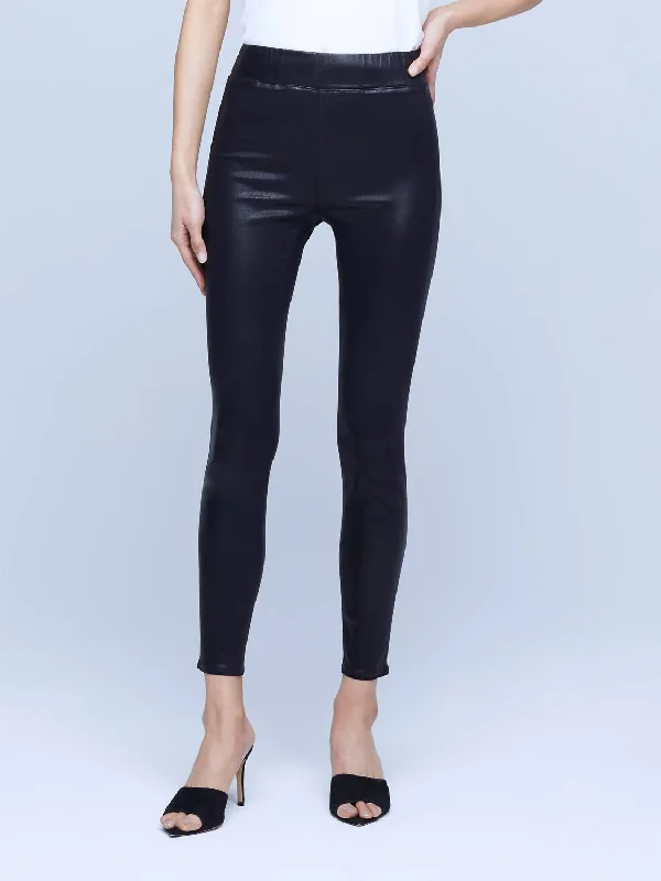 Women's Active Pants-Rochelle Coated Jean In Black Coated