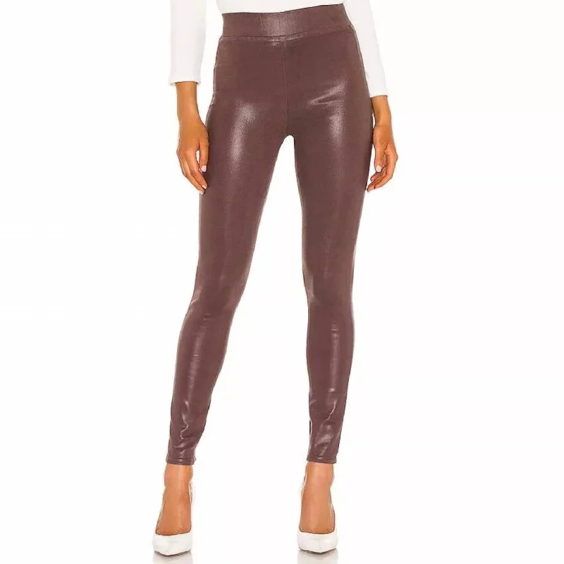 Women's Cinch-Waist Pants-Rochelle High Rise Pull On Jean In Mahogany Coated