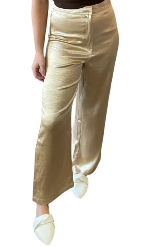 Women's Plus Size Pants-Satin Pants In Champagne