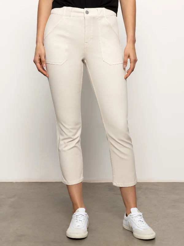 Women's Gaucho Pants-Sculpted Hayden Standard Rise Straight Crop Pants Light Oat