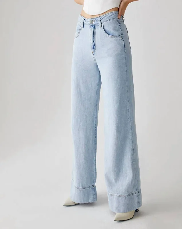 Women's Jogger Pants-Shaft Five Denim In Marble Bleach