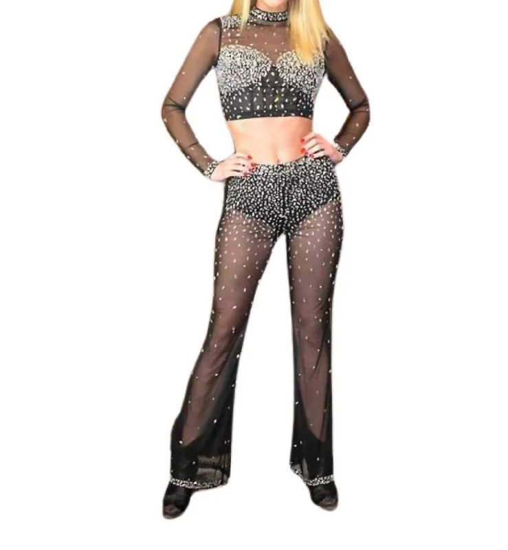 Women's Printed Leggings-Sheer Set Perfection Pant In Black