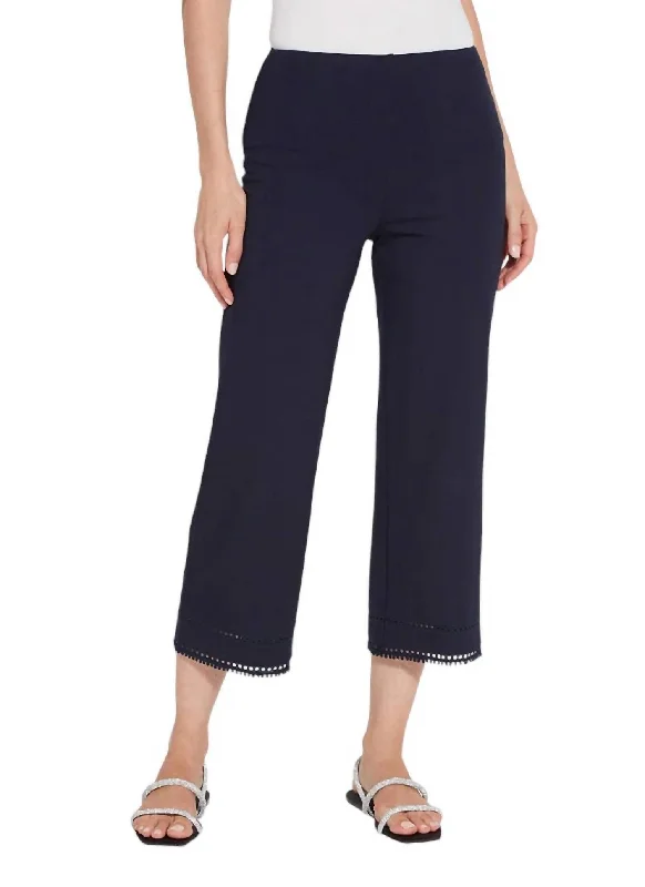 Women's Subtle Color Pants-Sienna Wide Leg Crop Pant In True Navy