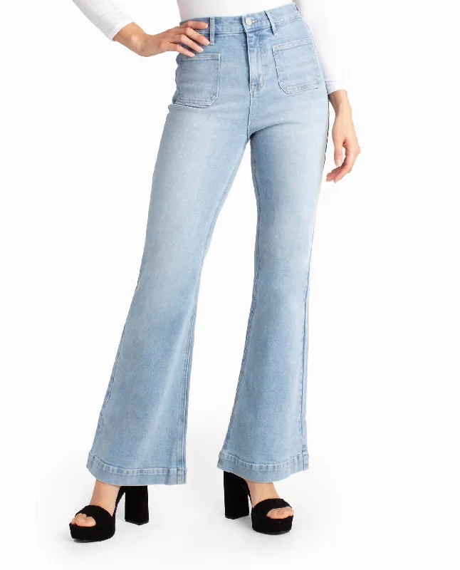 Women's Feminine Pants-Sutton Place High Rise Flare Jean In Light Blue