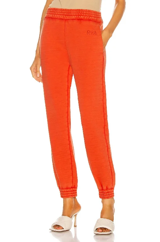 Women's Acid Wash Pants-Sydney Sweatpant In Faded Orange