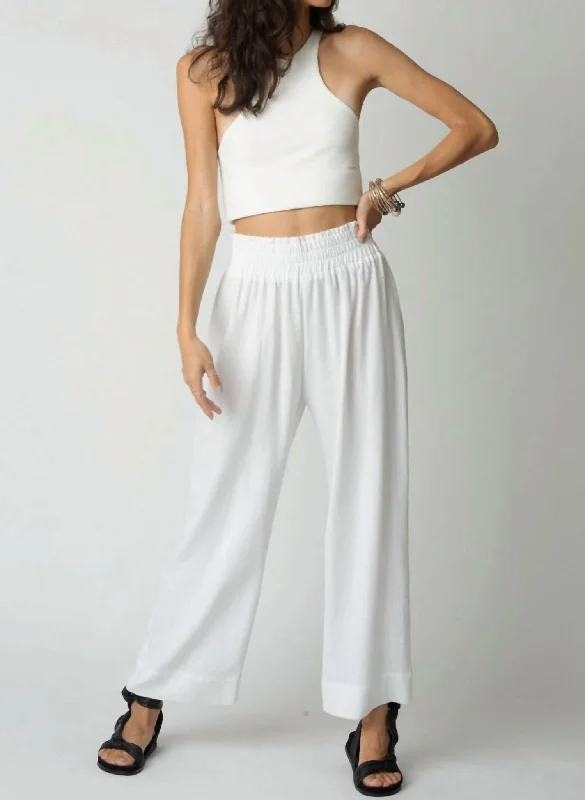 Women's Geometric Print Pants-Take Me Higher Wide Leg Pants In White