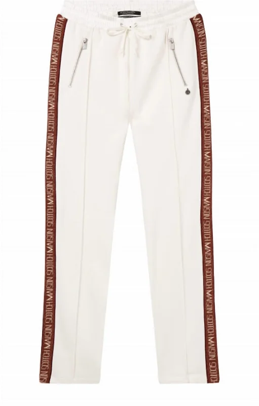 Women's Boho Pants-Tape Sweat Pants In Cream