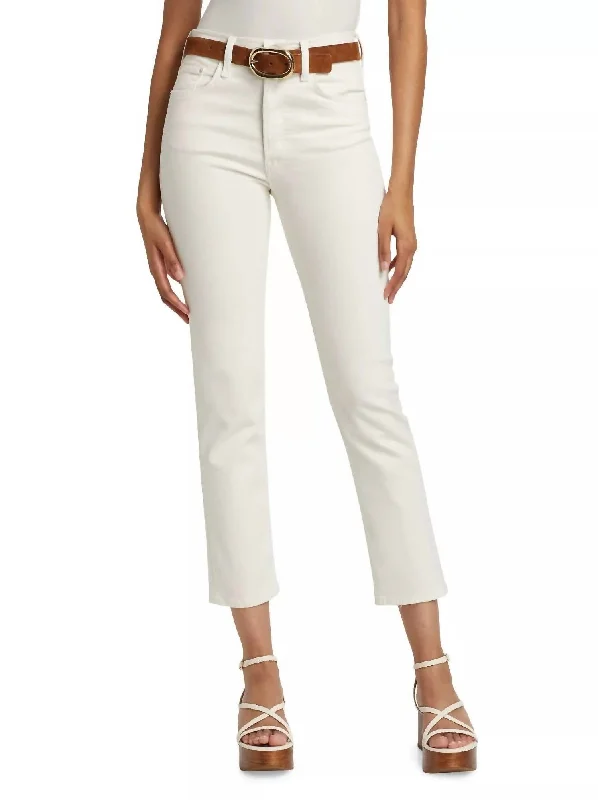 Women's Fleece Pants-Tomcat Ankle Jeans In Cream Puffs