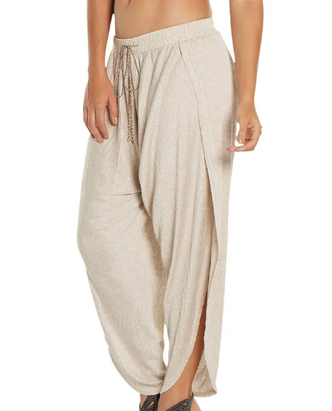 Women's Polka Dot Pants-Women's Corbel Harem Pants In Taupe