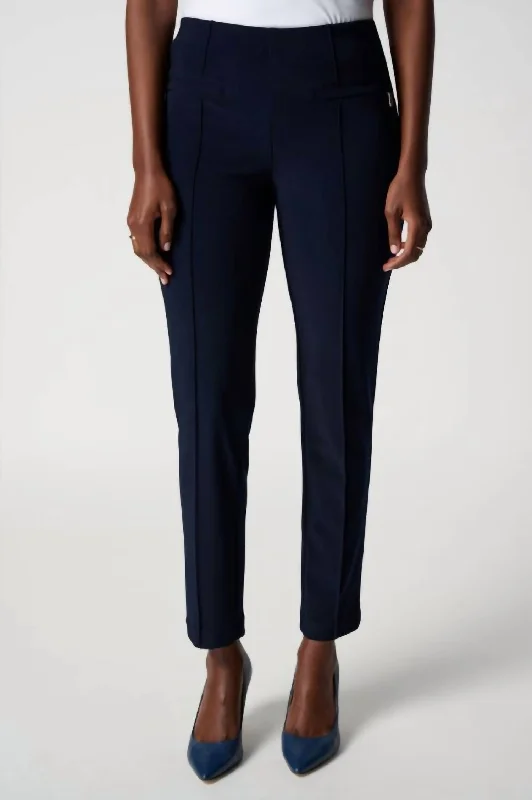 Women's Hem Detail Pants-Women's Jacquard Pants In Midnight Blue