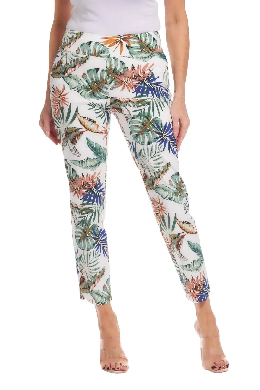 Women's Graphic Print Pants-Women's Petal Slit Ankle Pants In Tropical